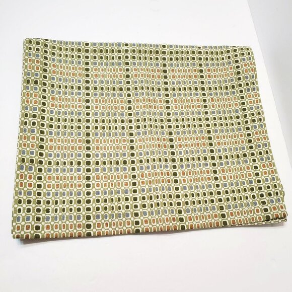 Crate & Barrel Kemp Table Runner, 14x90, Geometric Olive Green Copper Lavender - Picture 1 of 6